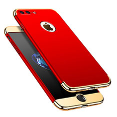 Schutzhülle Luxus Metall Rahmen und Kunststoff Schutzhülle Tasche M02 für Apple iPhone 8 Plus Rot