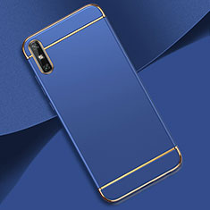 Schutzhülle Luxus Metall Rahmen und Kunststoff Schutzhülle Tasche M02 für Huawei Enjoy 10e Blau
