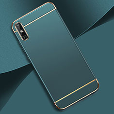 Schutzhülle Luxus Metall Rahmen und Kunststoff Schutzhülle Tasche M02 für Huawei Enjoy 10e Hellblau