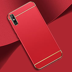Schutzhülle Luxus Metall Rahmen und Kunststoff Schutzhülle Tasche M02 für Huawei Enjoy 10e Rot