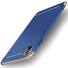 Schutzhülle Luxus Metall Rahmen und Kunststoff Schutzhülle Tasche M05 für Apple iPhone Xs Max Blau
