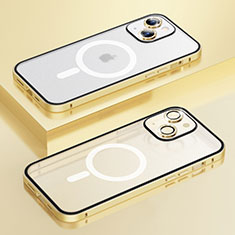 Schutzhülle Luxus Metall Rahmen und Kunststoff Schutzhülle Tasche mit Mag-Safe Magnetic Magnetisch Bling-Bling LF1 für Apple iPhone 14 Gold