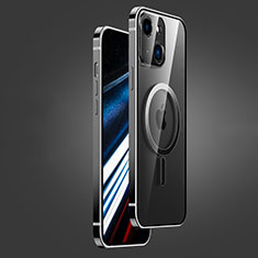 Schutzhülle Luxus Metall Rahmen und Kunststoff Schutzhülle Tasche mit Mag-Safe Magnetic Magnetisch JB1 für Apple iPhone 14 Plus Schwarz