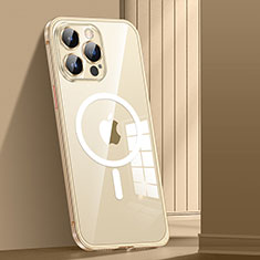 Schutzhülle Luxus Metall Rahmen und Kunststoff Schutzhülle Tasche mit Mag-Safe Magnetic Magnetisch JL1 für Apple iPhone 13 Pro Gold