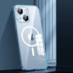 Schutzhülle Luxus Metall Rahmen und Kunststoff Schutzhülle Tasche mit Mag-Safe Magnetic Magnetisch JL1 für Apple iPhone 14 Plus Blau