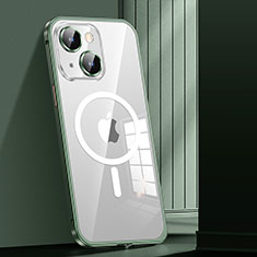Schutzhülle Luxus Metall Rahmen und Kunststoff Schutzhülle Tasche mit Mag-Safe Magnetic Magnetisch JL1 für Apple iPhone 14 Plus Grün