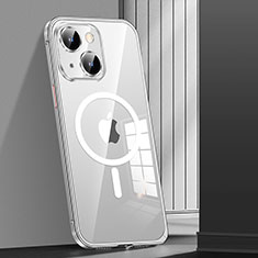 Schutzhülle Luxus Metall Rahmen und Kunststoff Schutzhülle Tasche mit Mag-Safe Magnetic Magnetisch JL1 für Apple iPhone 14 Plus Silber