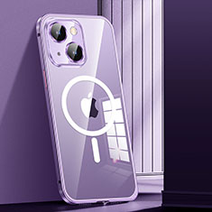 Schutzhülle Luxus Metall Rahmen und Kunststoff Schutzhülle Tasche mit Mag-Safe Magnetic Magnetisch JL1 für Apple iPhone 14 Plus Violett