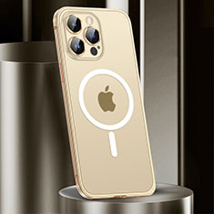 Schutzhülle Luxus Metall Rahmen und Kunststoff Schutzhülle Tasche mit Mag-Safe Magnetic Magnetisch JL2 für Apple iPhone 13 Pro Gold