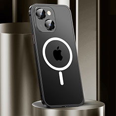 Schutzhülle Luxus Metall Rahmen und Kunststoff Schutzhülle Tasche mit Mag-Safe Magnetic Magnetisch JL2 für Apple iPhone 14 Plus Schwarz