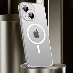 Schutzhülle Luxus Metall Rahmen und Kunststoff Schutzhülle Tasche mit Mag-Safe Magnetic Magnetisch JL2 für Apple iPhone 14 Plus Silber
