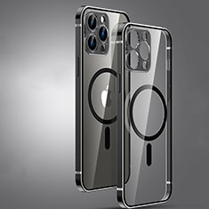 Schutzhülle Luxus Metall Rahmen und Kunststoff Schutzhülle Tasche mit Mag-Safe Magnetic Magnetisch JL3 für Apple iPhone 13 Pro Schwarz