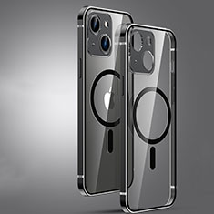 Schutzhülle Luxus Metall Rahmen und Kunststoff Schutzhülle Tasche mit Mag-Safe Magnetic Magnetisch JL3 für Apple iPhone 13 Schwarz