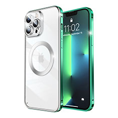 Schutzhülle Luxus Metall Rahmen und Kunststoff Schutzhülle Tasche mit Mag-Safe Magnetic Magnetisch LF5 für Apple iPhone 13 Pro Max Grün