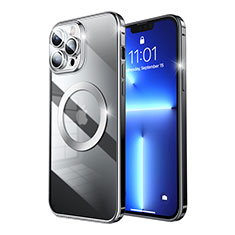 Schutzhülle Luxus Metall Rahmen und Kunststoff Schutzhülle Tasche mit Mag-Safe Magnetic Magnetisch LF5 für Apple iPhone 13 Pro Max Schwarz