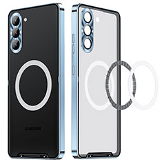 Schutzhülle Luxus Metall Rahmen und Kunststoff Schutzhülle Tasche mit Mag-Safe Magnetic Magnetisch LK1 für Samsung Galaxy S24 5G Blau