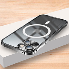 Schutzhülle Luxus Metall Rahmen und Kunststoff Schutzhülle Tasche mit Mag-Safe Magnetic Magnetisch LK2 für Apple iPhone 13 Schwarz
