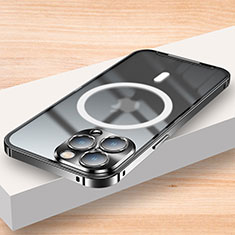 Schutzhülle Luxus Metall Rahmen und Kunststoff Schutzhülle Tasche mit Mag-Safe Magnetic Magnetisch LK2 für Apple iPhone 14 Pro Schwarz