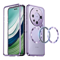 Schutzhülle Luxus Metall Rahmen und Kunststoff Schutzhülle Tasche mit Mag-Safe Magnetic Magnetisch LK2 für Huawei Mate 60 Pro+ Plus Violett