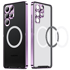 Schutzhülle Luxus Metall Rahmen und Kunststoff Schutzhülle Tasche mit Mag-Safe Magnetic Magnetisch LK2 für Samsung Galaxy S22 Ultra 5G Violett