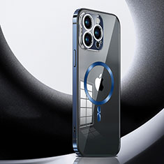 Schutzhülle Luxus Metall Rahmen und Kunststoff Schutzhülle Tasche mit Mag-Safe Magnetic Magnetisch LK3 für Apple iPhone 13 Pro Blau