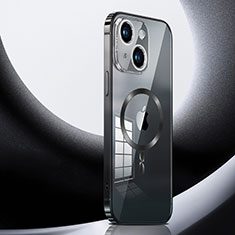 Schutzhülle Luxus Metall Rahmen und Kunststoff Schutzhülle Tasche mit Mag-Safe Magnetic Magnetisch LK3 für Apple iPhone 13 Schwarz