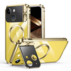 Schutzhülle Luxus Metall Rahmen und Kunststoff Schutzhülle Tasche mit Mag-Safe Magnetic Magnetisch LK4 für Apple iPhone 13 Gold