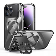 Schutzhülle Luxus Metall Rahmen und Kunststoff Schutzhülle Tasche mit Mag-Safe Magnetic Magnetisch LK4 für Apple iPhone 14 Pro Schwarz