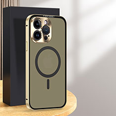 Schutzhülle Luxus Metall Rahmen und Kunststoff Schutzhülle Tasche mit Mag-Safe Magnetic Magnetisch LK5 für Apple iPhone 14 Pro Max Gold