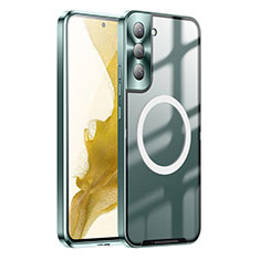 Schutzhülle Luxus Metall Rahmen und Kunststoff Schutzhülle Tasche mit Mag-Safe Magnetic Magnetisch P01 für Samsung Galaxy S21 5G Grün
