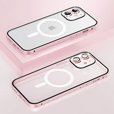 Schutzhülle Luxus Metall Rahmen und Kunststoff Schutzhülle Tasche mit Mag-Safe Magnetic Magnetisch QC1 für Apple iPhone 12 Rosegold
