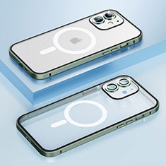 Schutzhülle Luxus Metall Rahmen und Kunststoff Schutzhülle Tasche mit Mag-Safe Magnetic Magnetisch QC1 für Apple iPhone 12 Violett