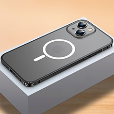 Schutzhülle Luxus Metall Rahmen und Kunststoff Schutzhülle Tasche mit Mag-Safe Magnetic Magnetisch QC2 für Apple iPhone 13 Mini Schwarz