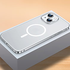 Schutzhülle Luxus Metall Rahmen und Kunststoff Schutzhülle Tasche mit Mag-Safe Magnetic Magnetisch QC2 für Apple iPhone 13 Mini Silber