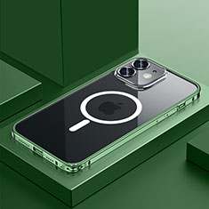 Schutzhülle Luxus Metall Rahmen und Kunststoff Schutzhülle Tasche mit Mag-Safe Magnetic Magnetisch QC3 für Apple iPhone 12 Mini Grün