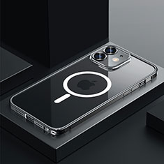 Schutzhülle Luxus Metall Rahmen und Kunststoff Schutzhülle Tasche mit Mag-Safe Magnetic Magnetisch QC3 für Apple iPhone 12 Mini Schwarz