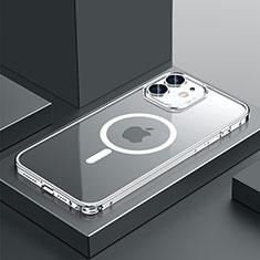 Schutzhülle Luxus Metall Rahmen und Kunststoff Schutzhülle Tasche mit Mag-Safe Magnetic Magnetisch QC3 für Apple iPhone 12 Mini Silber
