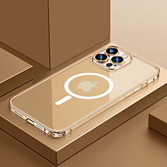 Schutzhülle Luxus Metall Rahmen und Kunststoff Schutzhülle Tasche mit Mag-Safe Magnetic Magnetisch QC3 für Apple iPhone 12 Pro Max Gold