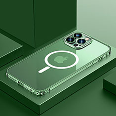 Schutzhülle Luxus Metall Rahmen und Kunststoff Schutzhülle Tasche mit Mag-Safe Magnetic Magnetisch QC3 für Apple iPhone 12 Pro Max Grün