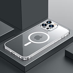 Schutzhülle Luxus Metall Rahmen und Kunststoff Schutzhülle Tasche mit Mag-Safe Magnetic Magnetisch QC3 für Apple iPhone 12 Pro Max Silber