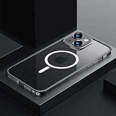 Schutzhülle Luxus Metall Rahmen und Kunststoff Schutzhülle Tasche mit Mag-Safe Magnetic Magnetisch QC3 für Apple iPhone 13 Mini Schwarz