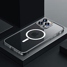 Schutzhülle Luxus Metall Rahmen und Kunststoff Schutzhülle Tasche mit Mag-Safe Magnetic Magnetisch QC3 für Apple iPhone 13 Pro Schwarz