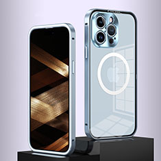 Schutzhülle Luxus Metall Rahmen und Kunststoff Schutzhülle Tasche mit Mag-Safe Magnetic Magnetisch QC5 für Apple iPhone 13 Pro Max Blau