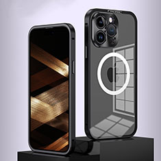 Schutzhülle Luxus Metall Rahmen und Kunststoff Schutzhülle Tasche mit Mag-Safe Magnetic Magnetisch QC5 für Apple iPhone 14 Pro Max Schwarz