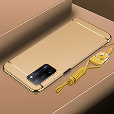 Schutzhülle Luxus Metall Rahmen und Kunststoff Schutzhülle Tasche P01 für Oppo A53s 5G Gold