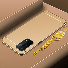 Schutzhülle Luxus Metall Rahmen und Kunststoff Schutzhülle Tasche P01 für Oppo A54 5G Gold