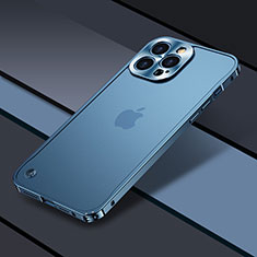 Schutzhülle Luxus Metall Rahmen und Kunststoff Schutzhülle Tasche QC1 für Apple iPhone 13 Pro Blau