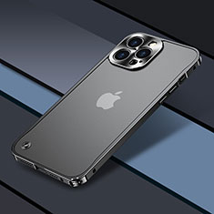 Schutzhülle Luxus Metall Rahmen und Kunststoff Schutzhülle Tasche QC1 für Apple iPhone 13 Pro Schwarz
