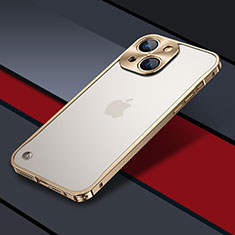 Schutzhülle Luxus Metall Rahmen und Kunststoff Schutzhülle Tasche QC1 für Apple iPhone 14 Gold
