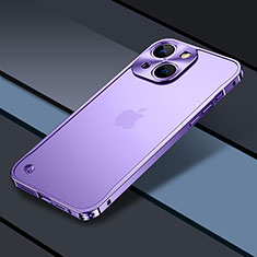 Schutzhülle Luxus Metall Rahmen und Kunststoff Schutzhülle Tasche QC1 für Apple iPhone 14 Plus Violett